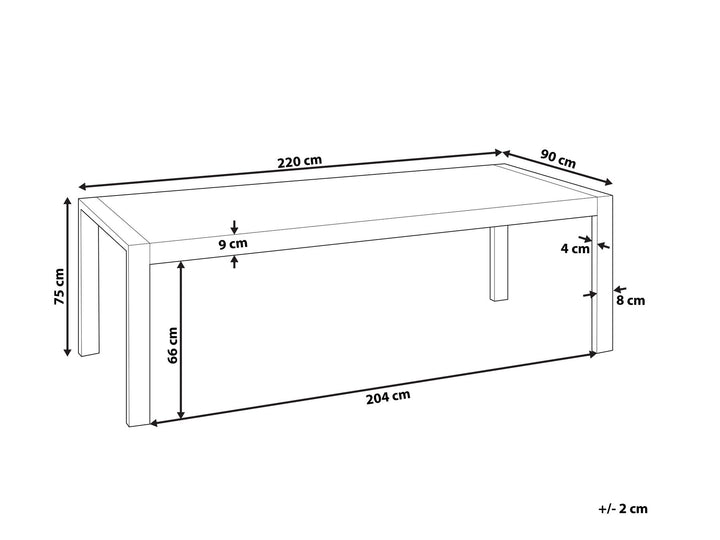 Dining Table 220 x 90 cm White with Black Artic I