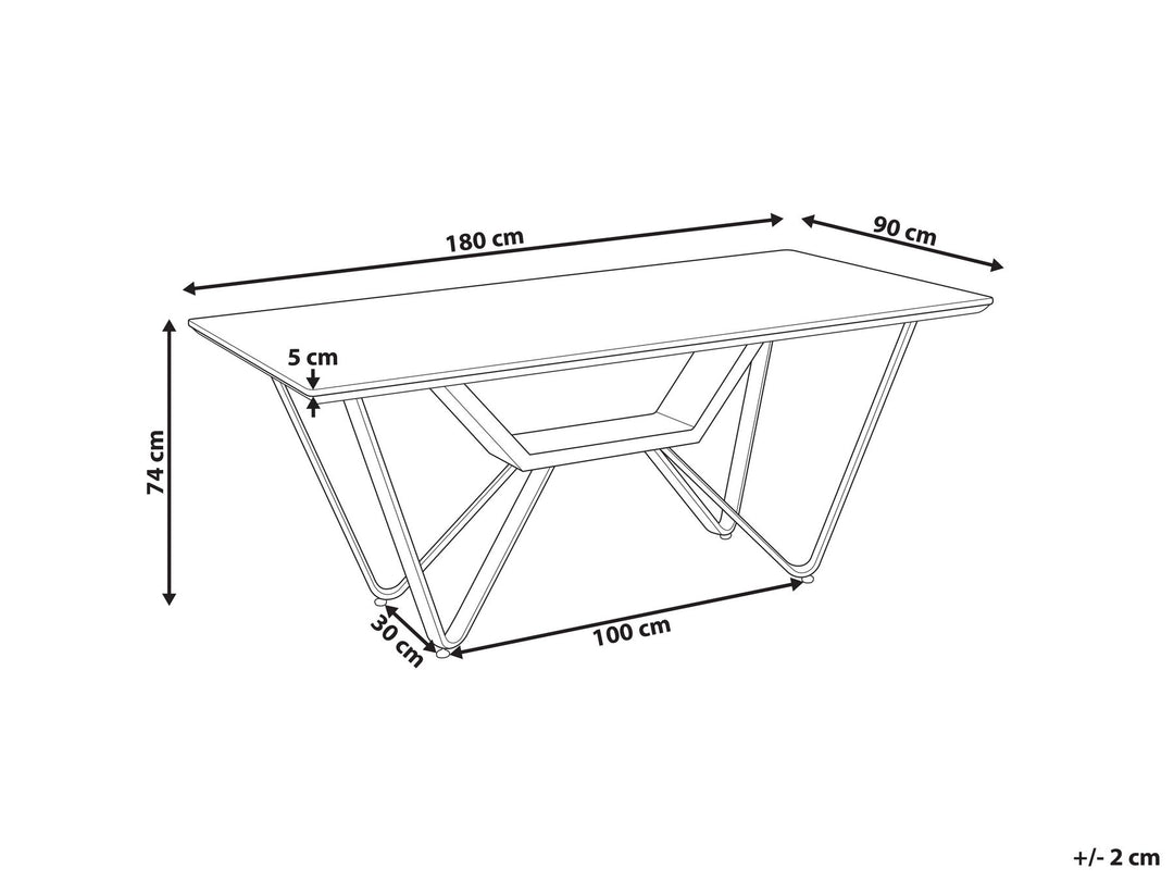 Dining Table 180 x 90 cm Concrete Effect with Black Bandura