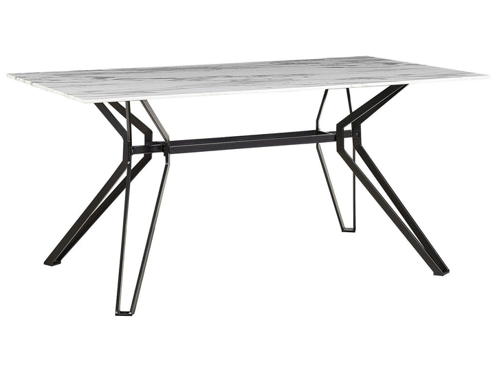 Dining Table with Glass Top 160 x 90 cm Marble Effect with Black Ballina