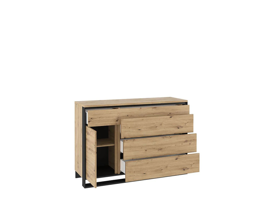 Quant 08 Sideboard Cabinet Oak Artisan with Drawers LED Lighting