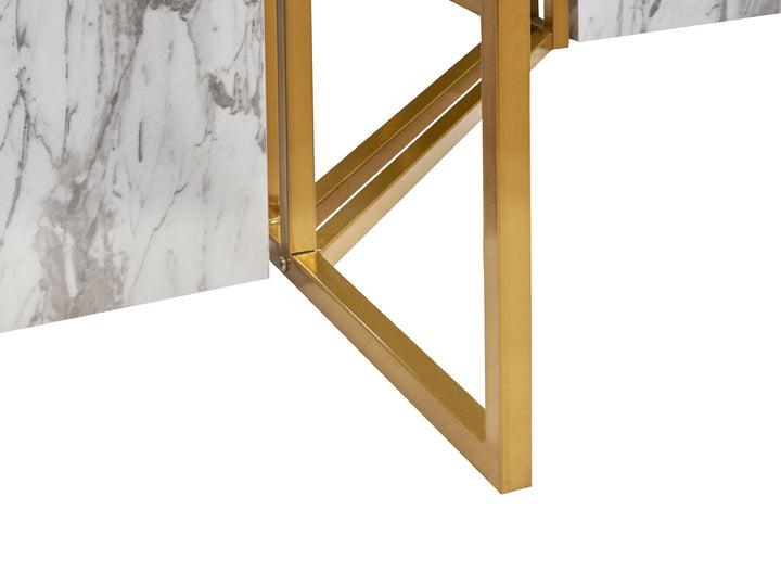 Calcio Dining Table 100 x 200 cm Marble Effect and Gold