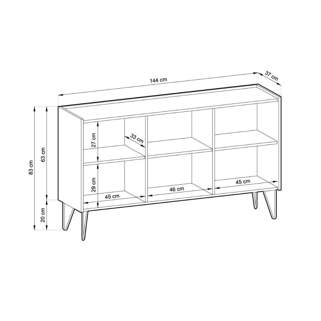 144cm Black Sideboard Cabinet Harmony