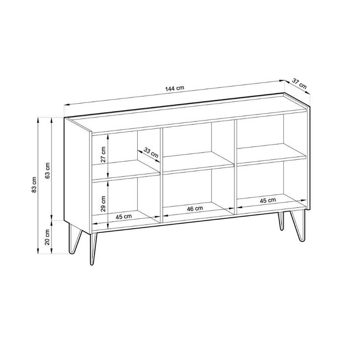 144cm Black Sideboard Cabinet Harmony