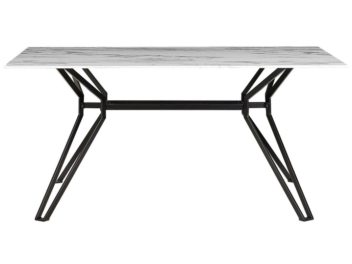 Dining Table with Glass Top 160 x 90 cm Marble Effect with Black Ballina