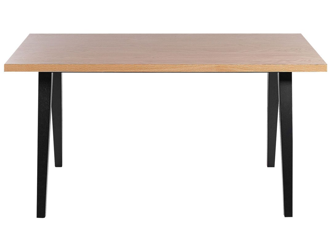 Dining Table 150 x 90 cm Light Wood and Black Lenister