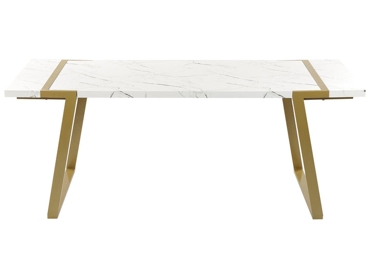 Dining Table 90 x 200 cm Marble Effect and Gold Martynika