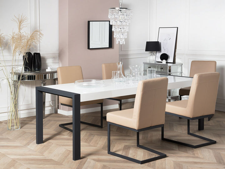 Dining Table 220 x 90 cm White with Black Artic I