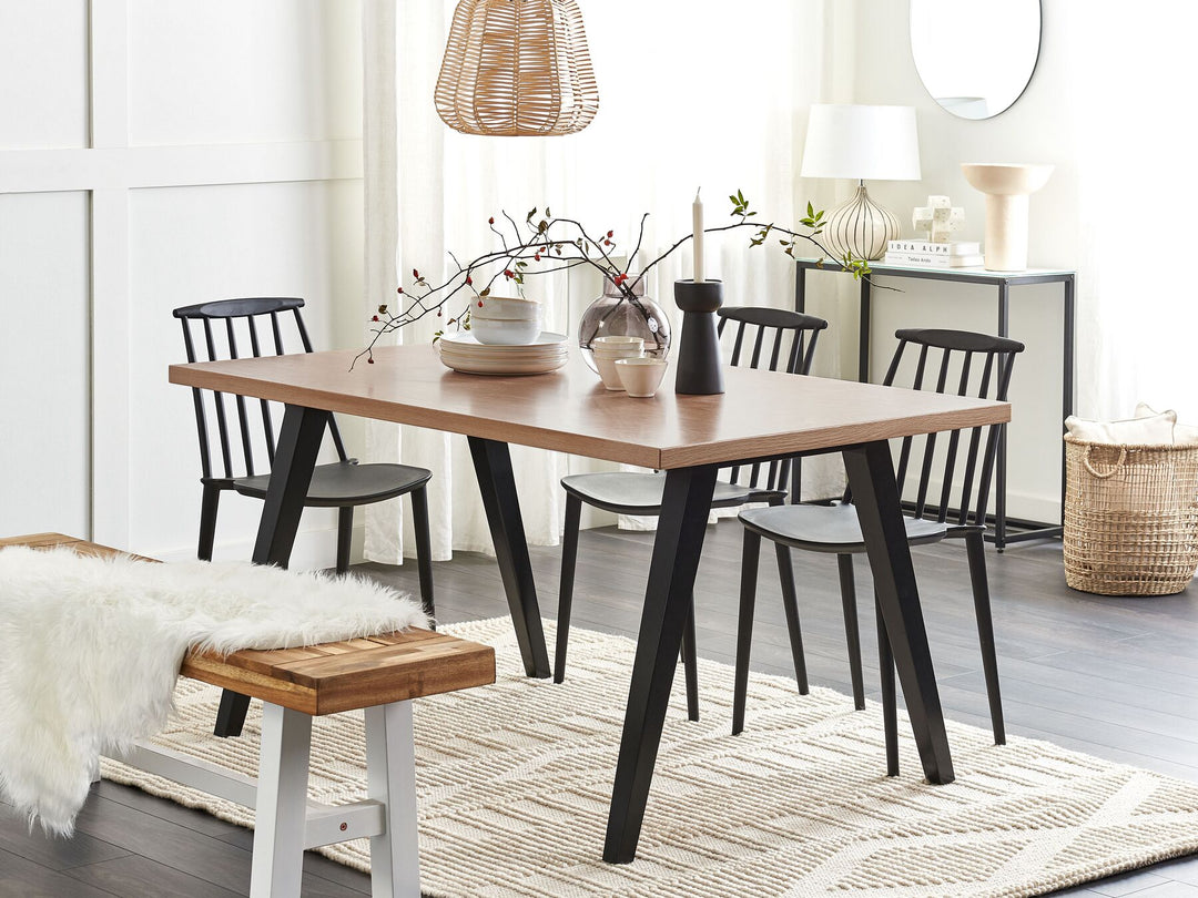 Dining Table 150 x 90 cm Light Wood and Black Lenister