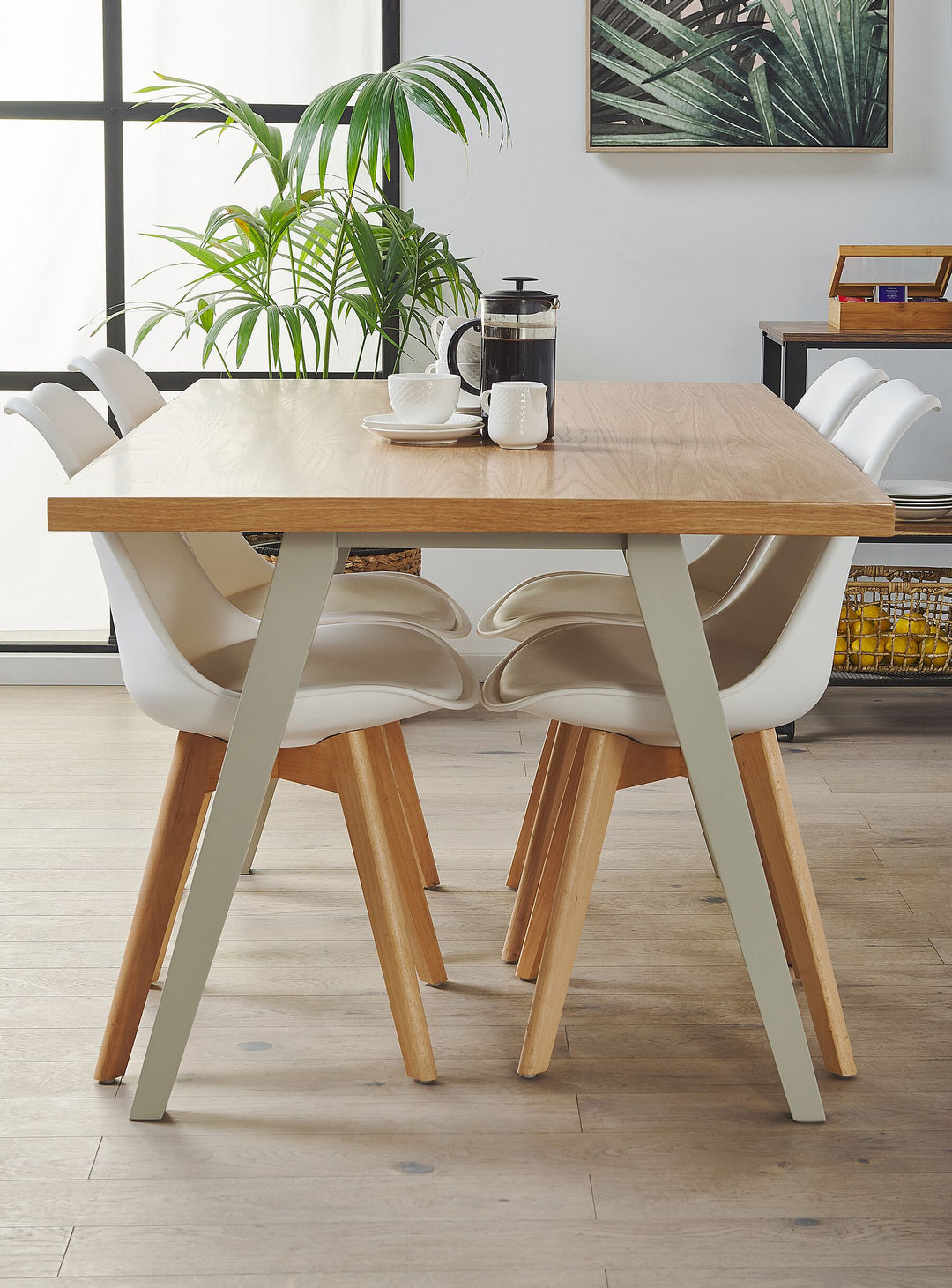 Dining Table 150 x 90 cm Light Wood and Grey Lenister