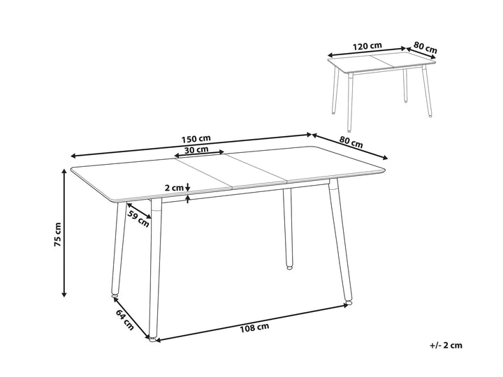 Extending Dining Table 120/150 x 80 cm White with Light Wood Mirabel