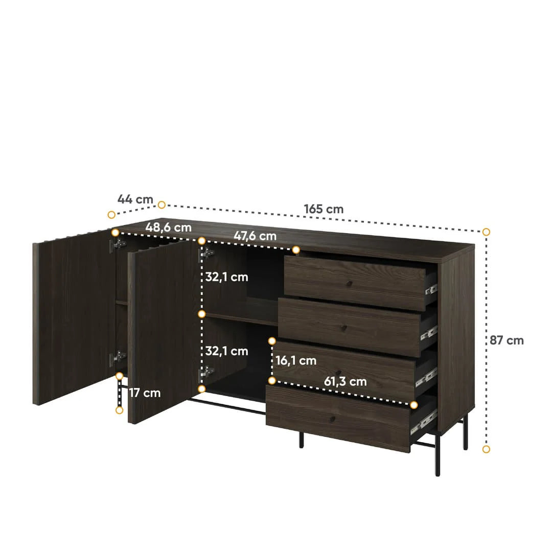 Sideboard Cabinet 165cm Portland Ash Piemonte PE-07