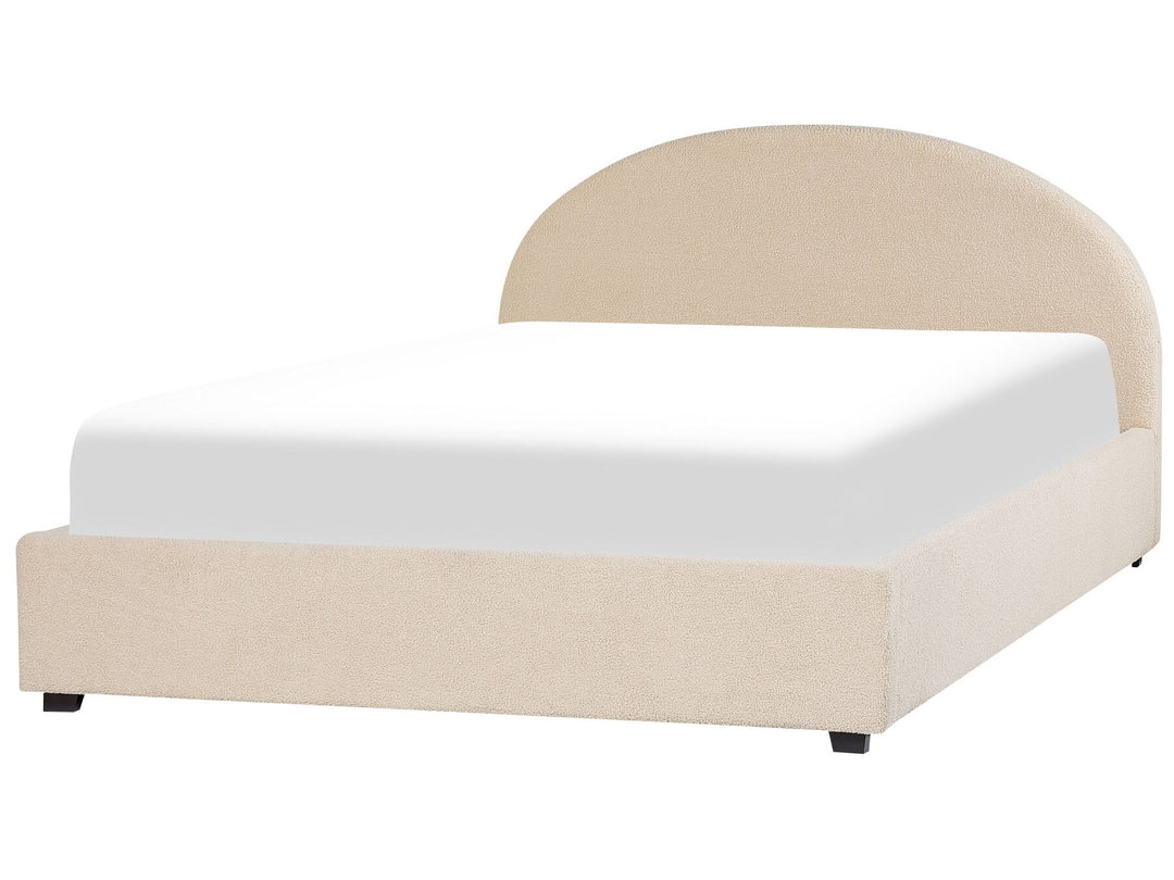 Boucle EU Super King Size Ottoman Bed Beige Vaucluse