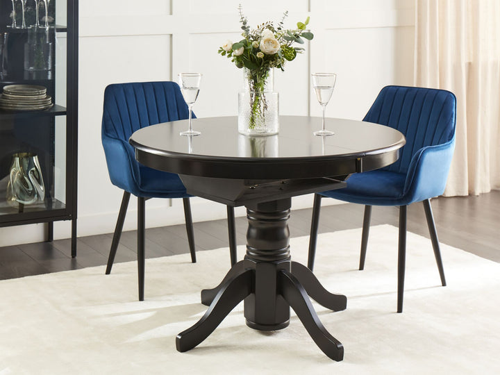 Extending Dining Table 106/150 x 106 cm Black Akron