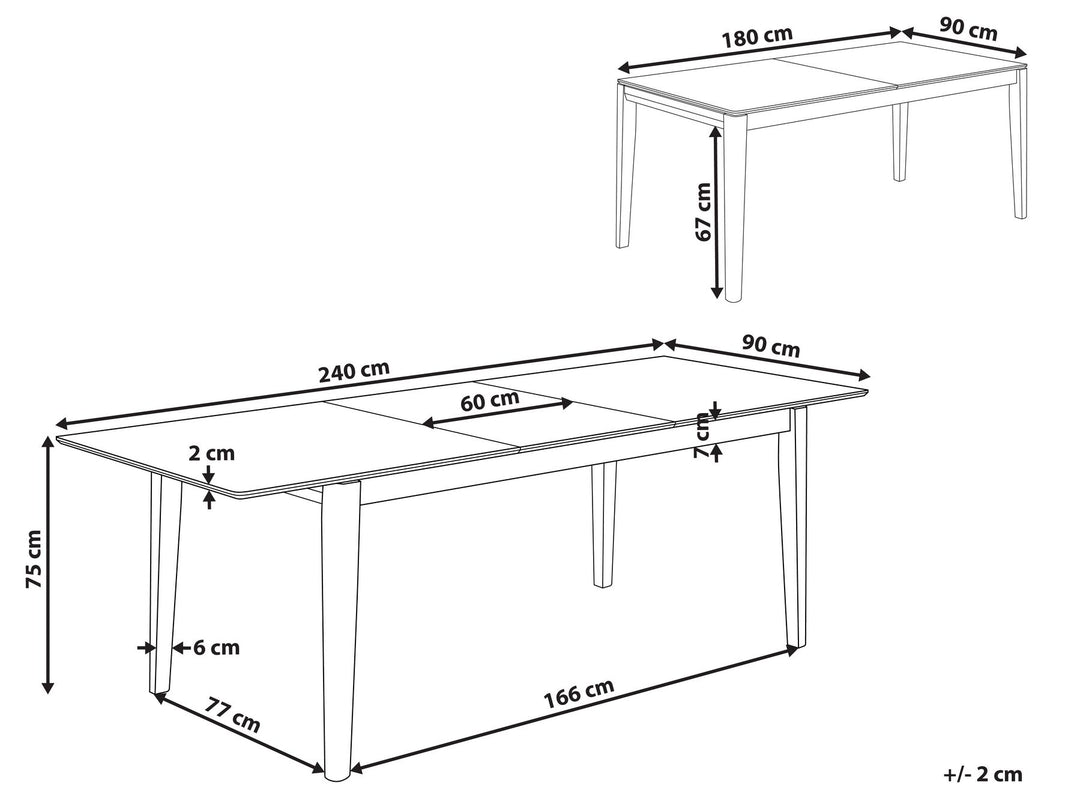 Extending Dining Table 180/240 x 90 cm Light Wood Crosby