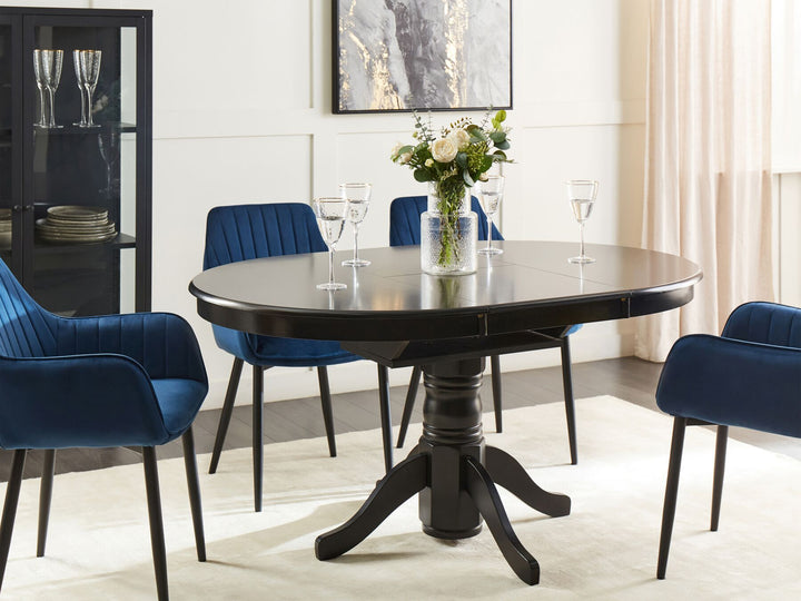 Extending Dining Table 106/150 x 106 cm Black Akron