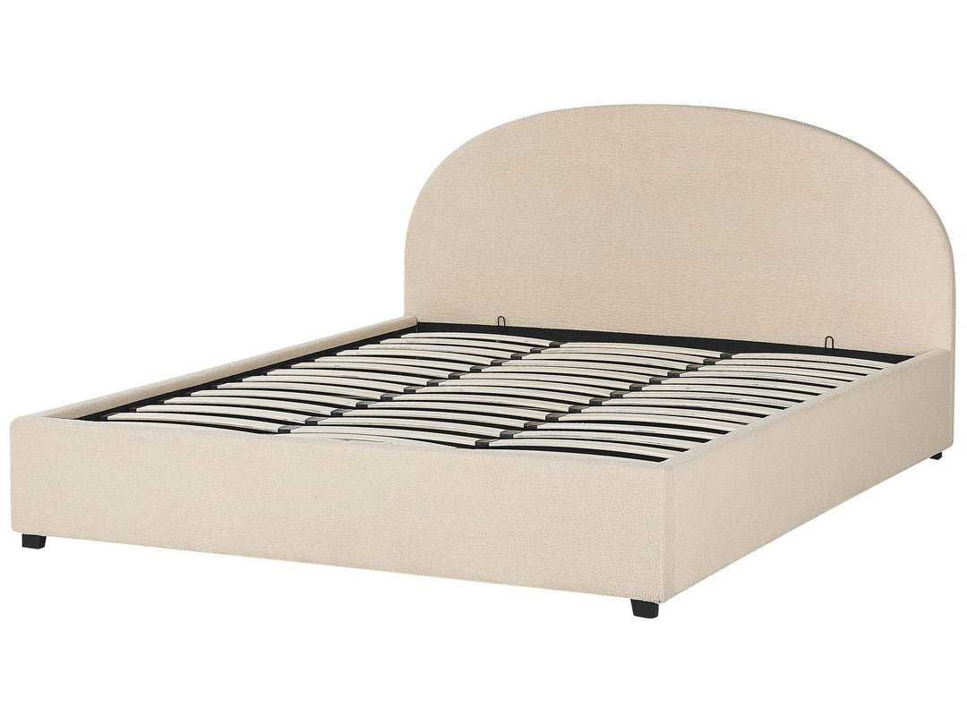 Boucle EU Super King Size Ottoman Bed Beige Vaucluse