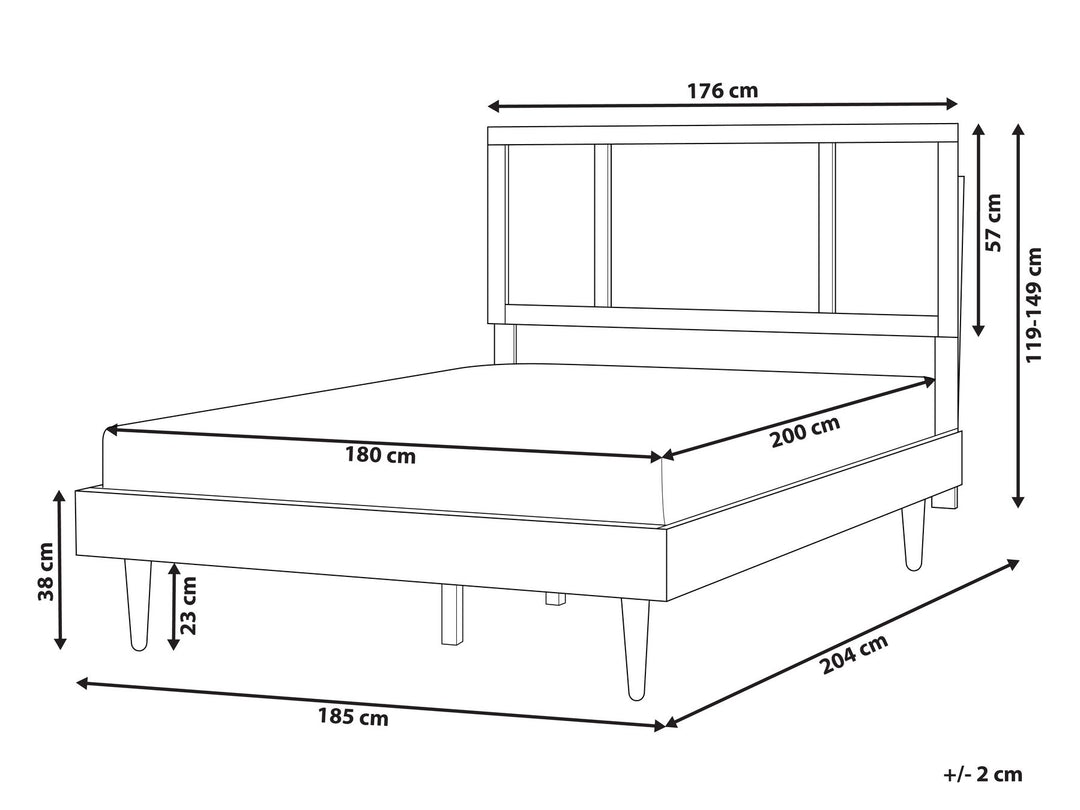 EU Super King Size Bed with LED Light Wood Auray