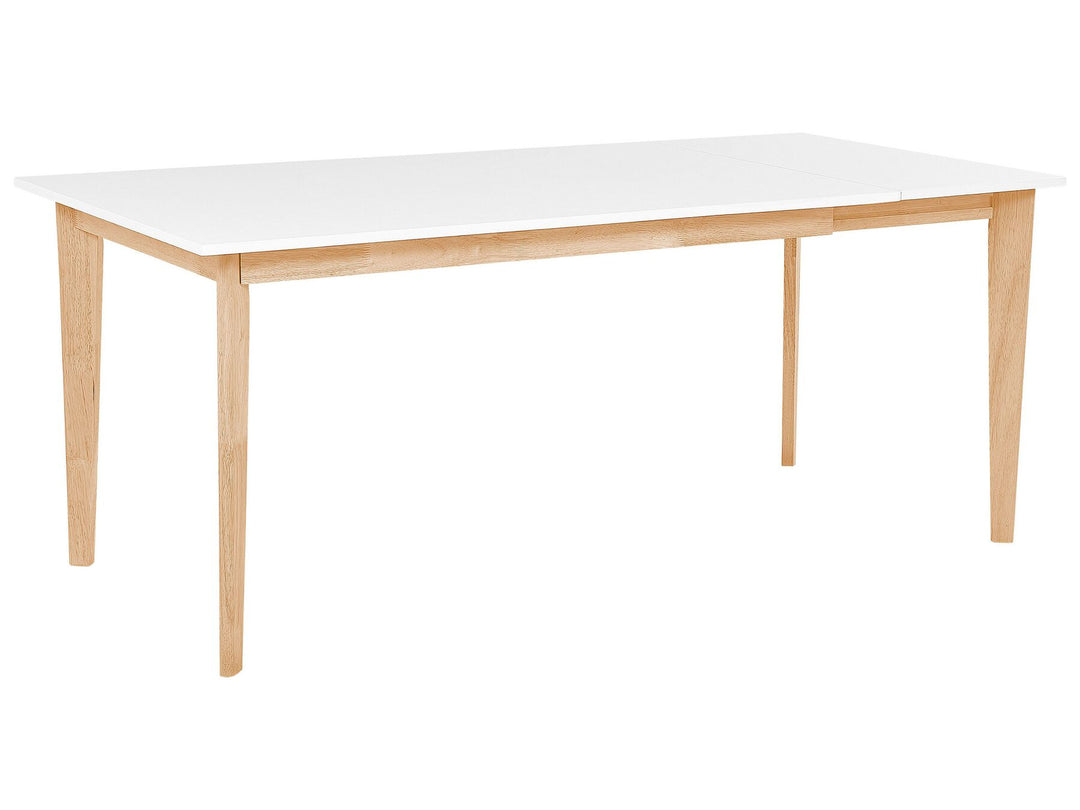 Extending Dining Table 140/180 x 90 cm White with Light Wood Sola