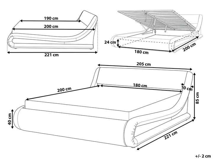 Faux Leather EU Super King Size Ottoman Bed Silver Avignon