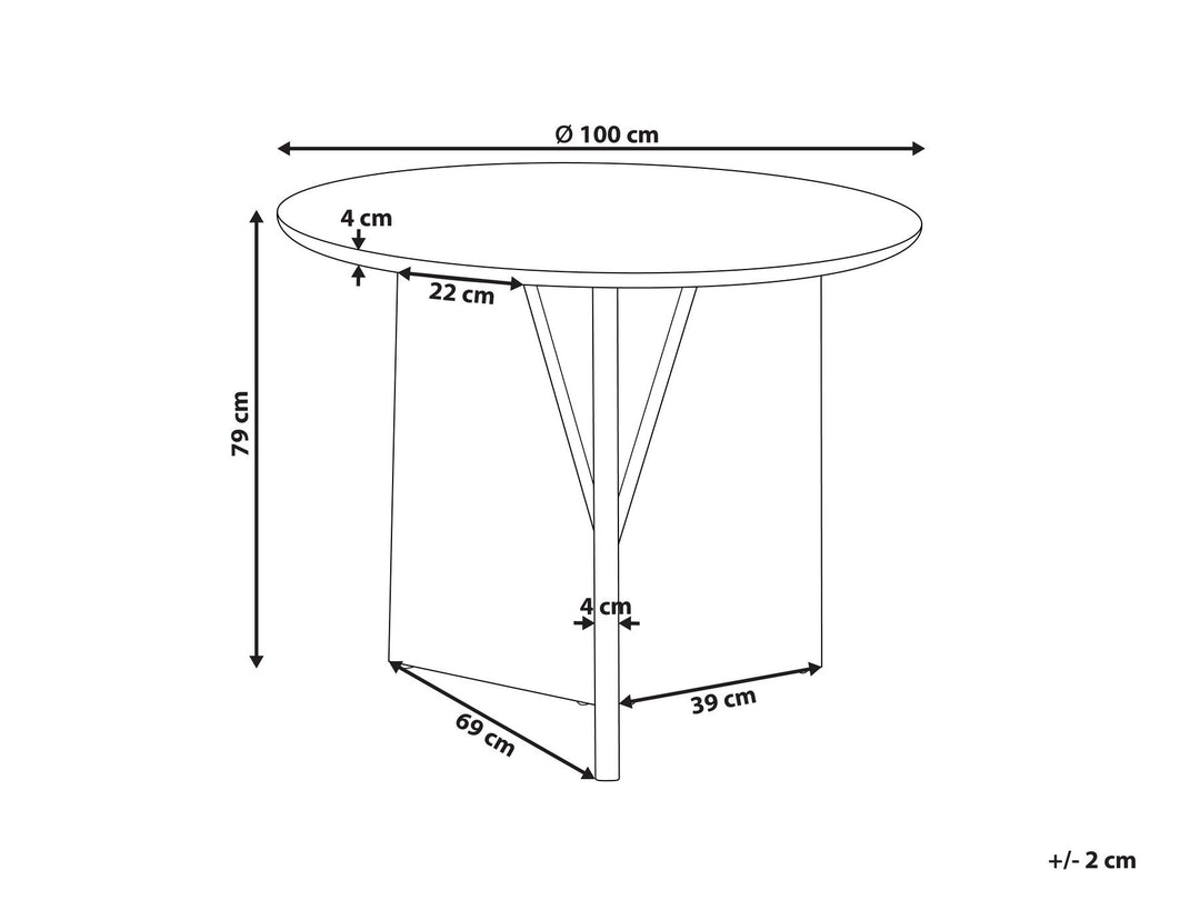 Round Accacia Wood Dining Table ⌀ 100 cm Light Arran