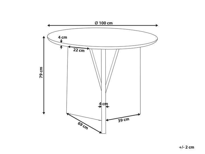 Round Accacia Wood Dining Table ⌀ 100 cm Light Arran