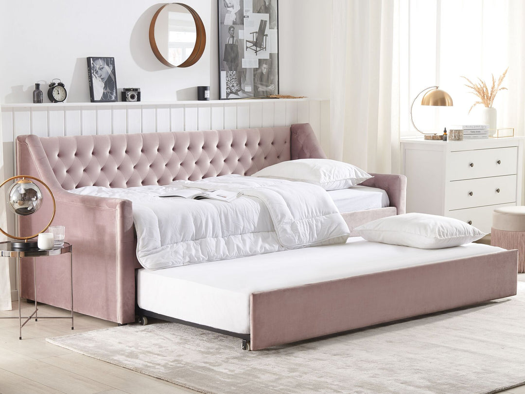 Velvet EU Single Trundle Bed Pink Montargis