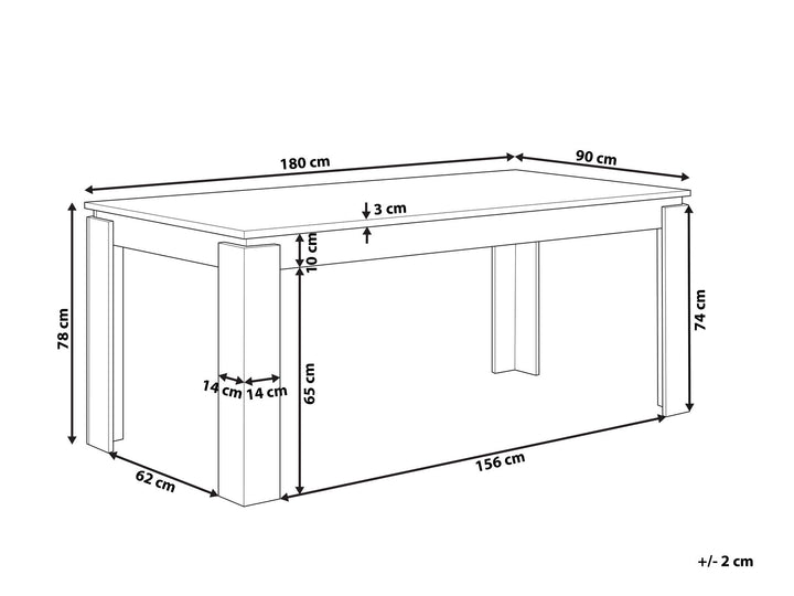 Dining Table 180 x 90 cm Dark Wood Viton