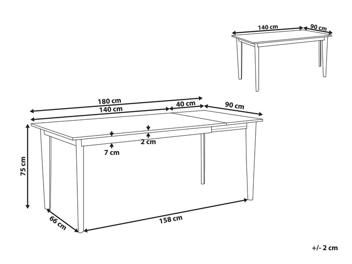 Extending Dining Table 140/180 x 90 cm White with Light Wood Sola