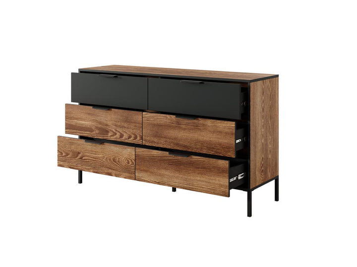 Milton Chest of Drawers - Spacious and Durable Wooden Dresser with Drawers - Oak Chestnut & Anthracite