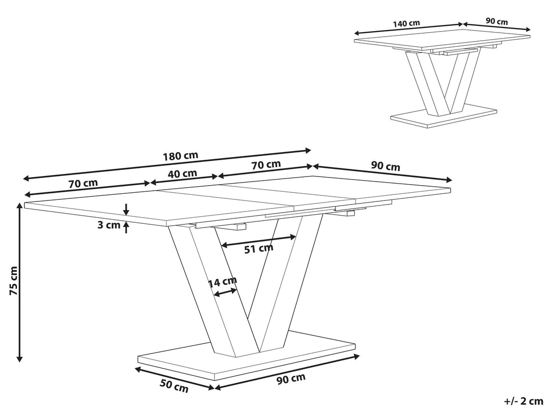 Extending Dining Table 140-180 x 90 cm Light Wood Lixa