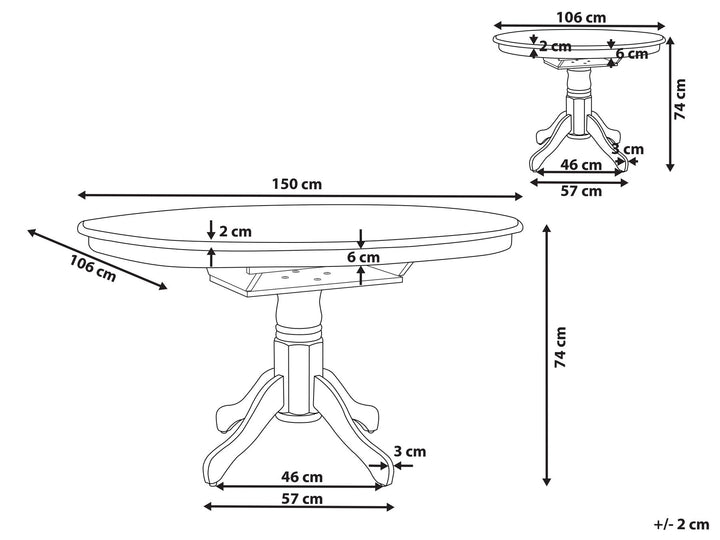 Extending Dining Table 106/150 x 106 cm Black Akron