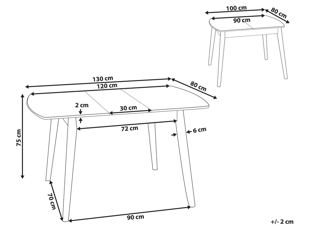 Extending Dining Table 100/130 x 80 cm Dark Wood Toms