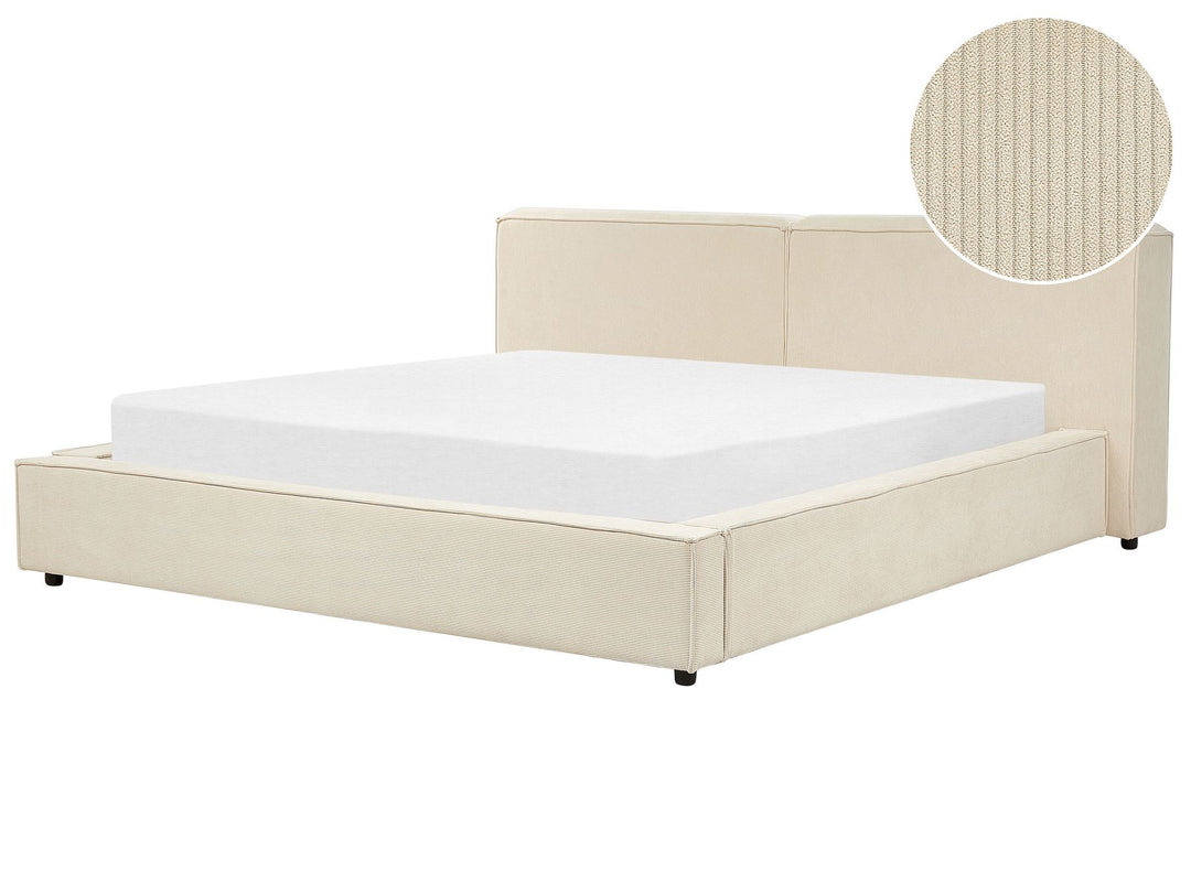 Corduroy EU Super King Size Bed Beige Linards