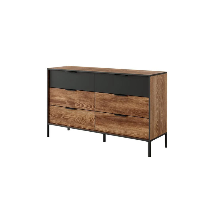 Milton Chest of Drawers - Spacious and Durable Wooden Dresser with Drawers - Oak Chestnut & Anthracite