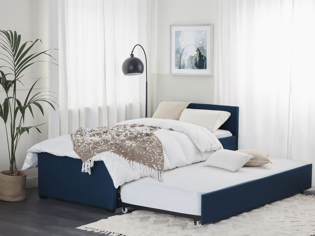 Fabric EU Single Trundle Bed Blue Marmande