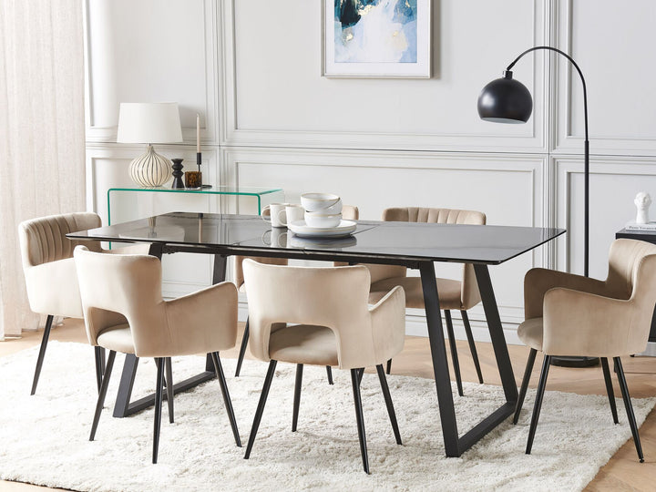 Extending Dining Table 150/180 x 90 cm Black Touran