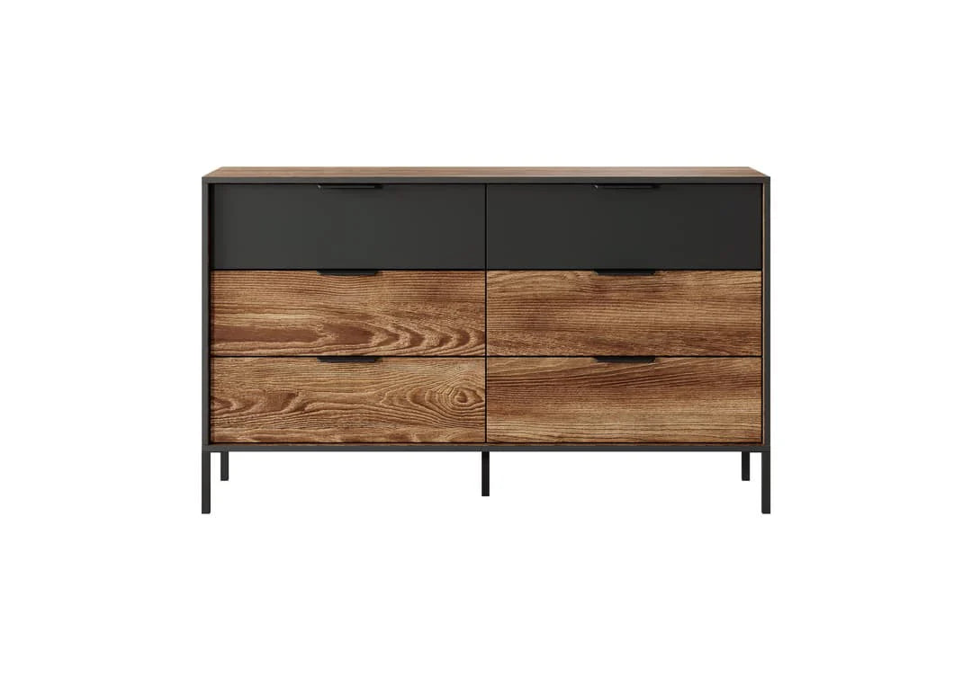 Milton Chest of Drawers - Spacious and Durable Wooden Dresser with Drawers - Oak Chestnut & Anthracite