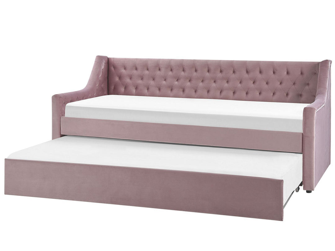 Velvet EU Single Trundle Bed Pink Montargis