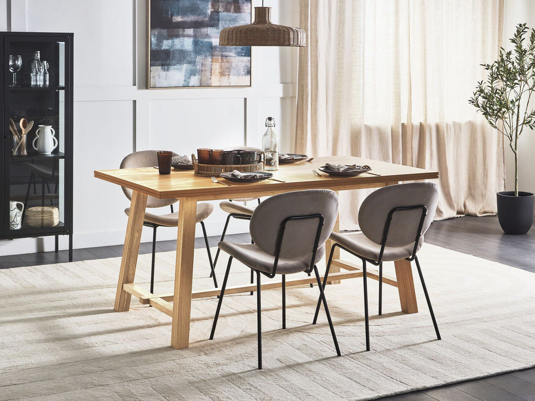 Dining Table 160 x 90 cm Light Wood Barnes