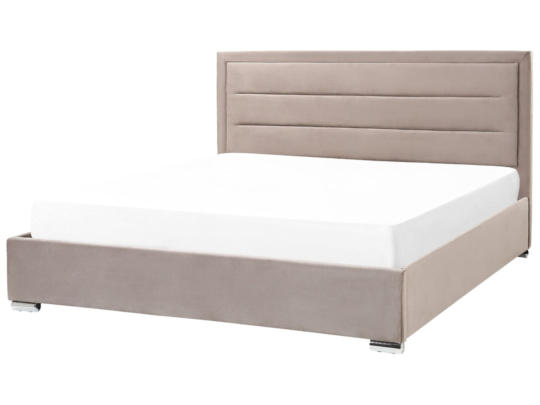 Rouen Velvet EU Super King Size Ottoman Bed Taupe