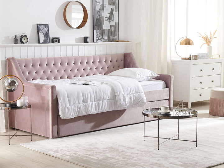 Velvet EU Single Trundle Bed Pink Montargis