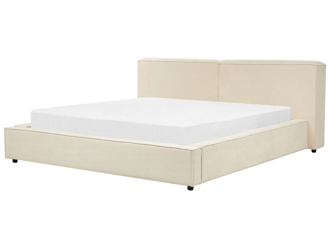 Corduroy EU Super King Size Bed Beige Linards