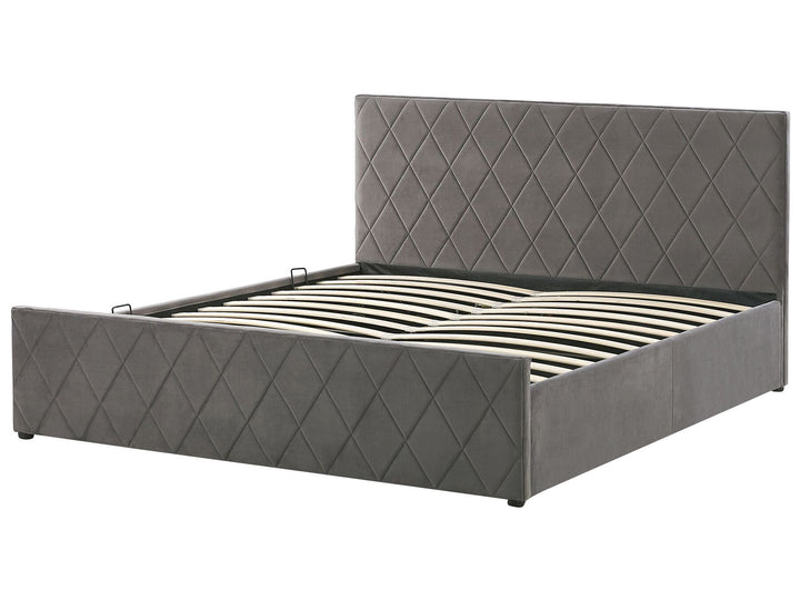 Rochefort Velvet EU Super King Size Ottoman Bed Grey