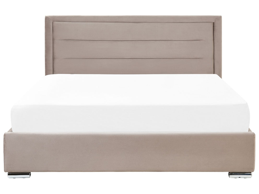 Rouen Velvet EU Super King Size Ottoman Bed Taupe