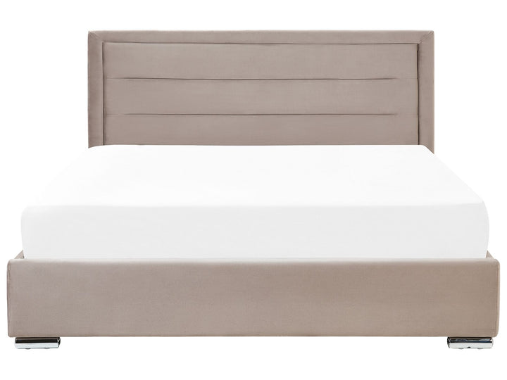 Rouen Velvet EU Super King Size Ottoman Bed Taupe