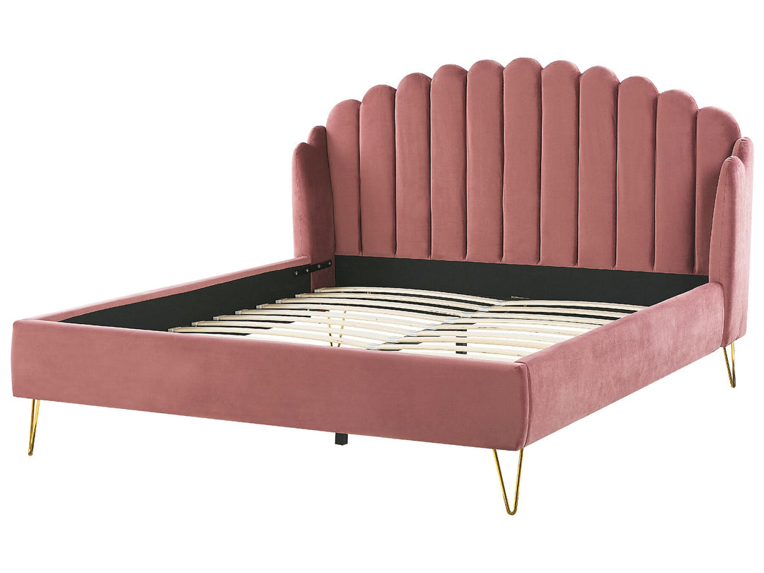 Ambillou Velvet EU Super King Size Bed Pink