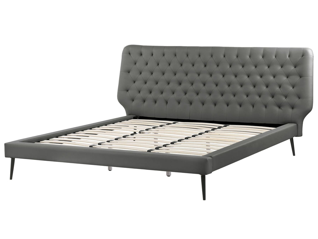 Essonne Faux Leather EU Super King Size Bed Grey