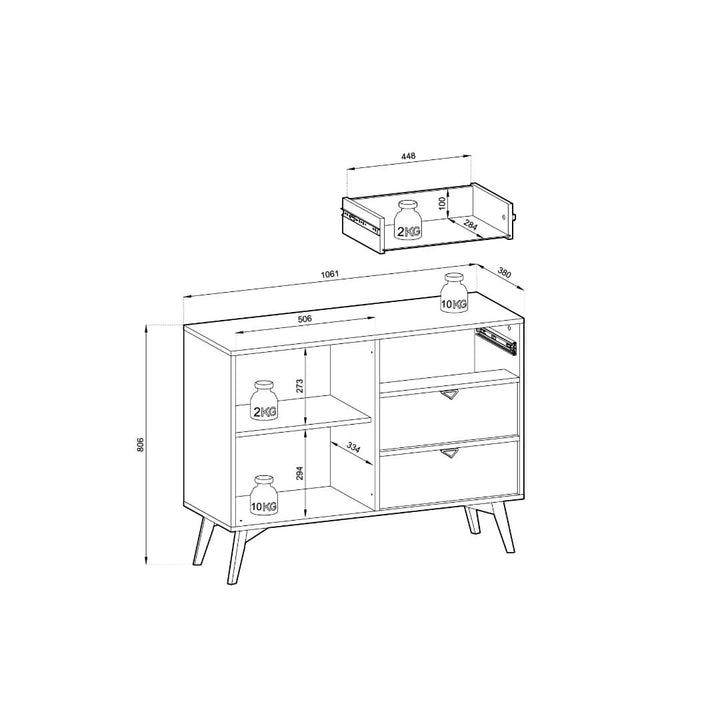 Sideboard Cabinet 106cm Green Forest