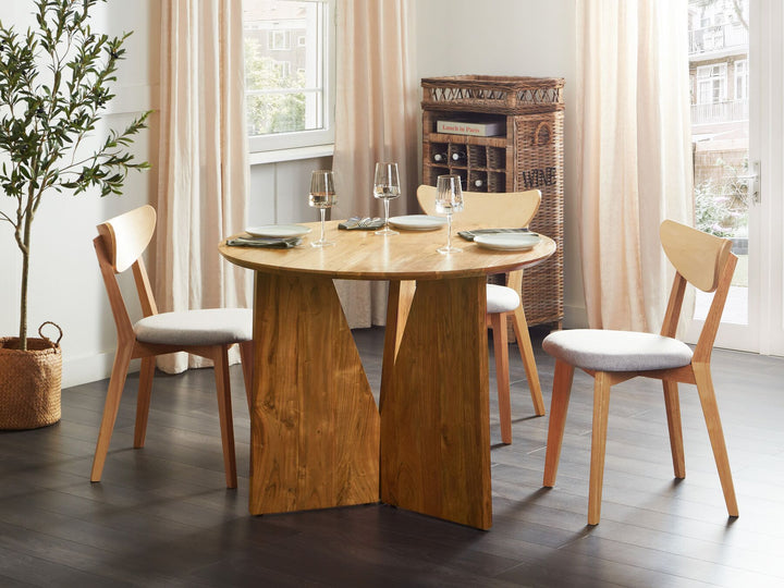 Round Accacia Wood Dining Table ⌀ 100 cm Light Arran