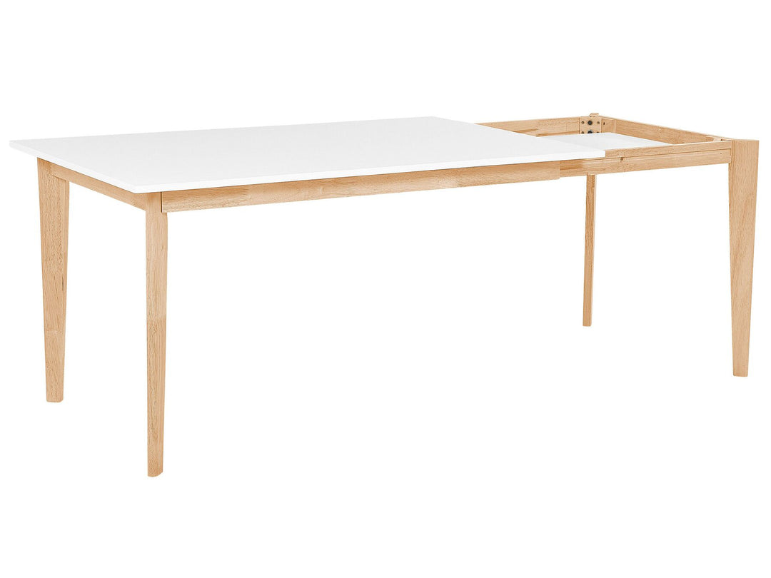 Extending Dining Table 140/180 x 90 cm White with Light Wood Sola